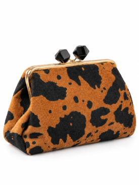 Animal Print Clutch Γυναικείο με χρυσές και μαύρες λεπτομέρειες